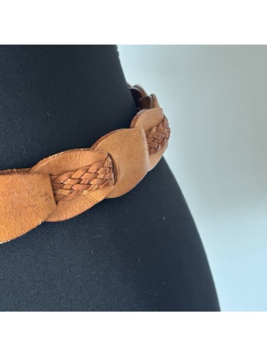 Vintage Genuine Leather Braided Waist Belt Women’s Fits XS Boho Western Italy main image 4